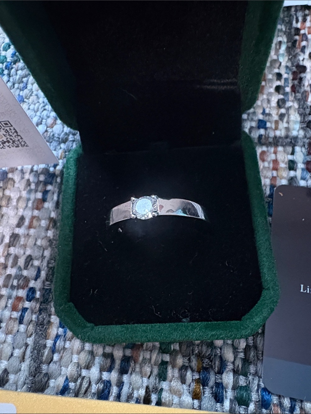 Men's Silver-Tone Solitaire Ring with Clear Stone